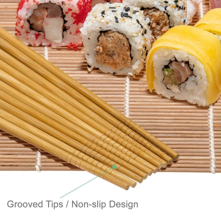 Bamboo Sushi Making Kit with 2 Rolling Mats 5 Pairs Chopsticks Rice Paddle Image 10