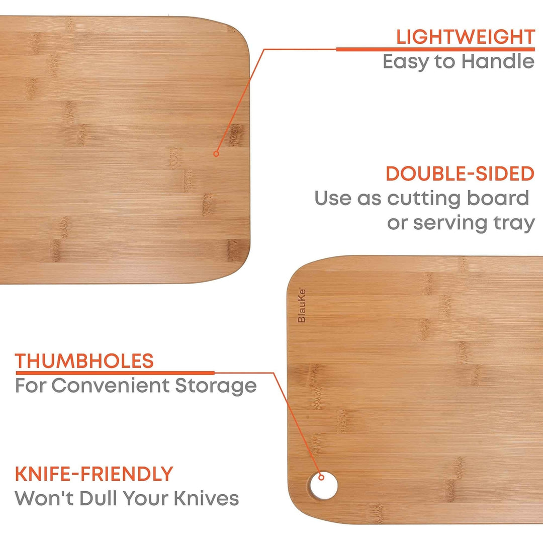 Bamboo Cutting Board Set of 3 Kitchen Wood Chopping Boards Sustainable Material Image 7