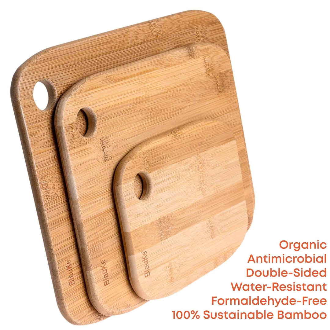 Bamboo Cutting Board Set of 3 Kitchen Wood Chopping Boards Sustainable Material Image 11