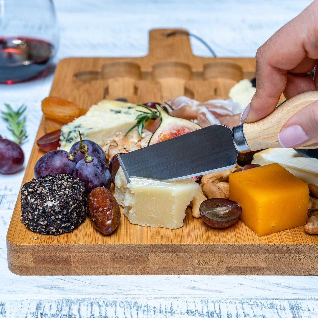 Bamboo Cheese Board and Knife Set 12x8 Inch Charcuterie Tray with Storage Image 9