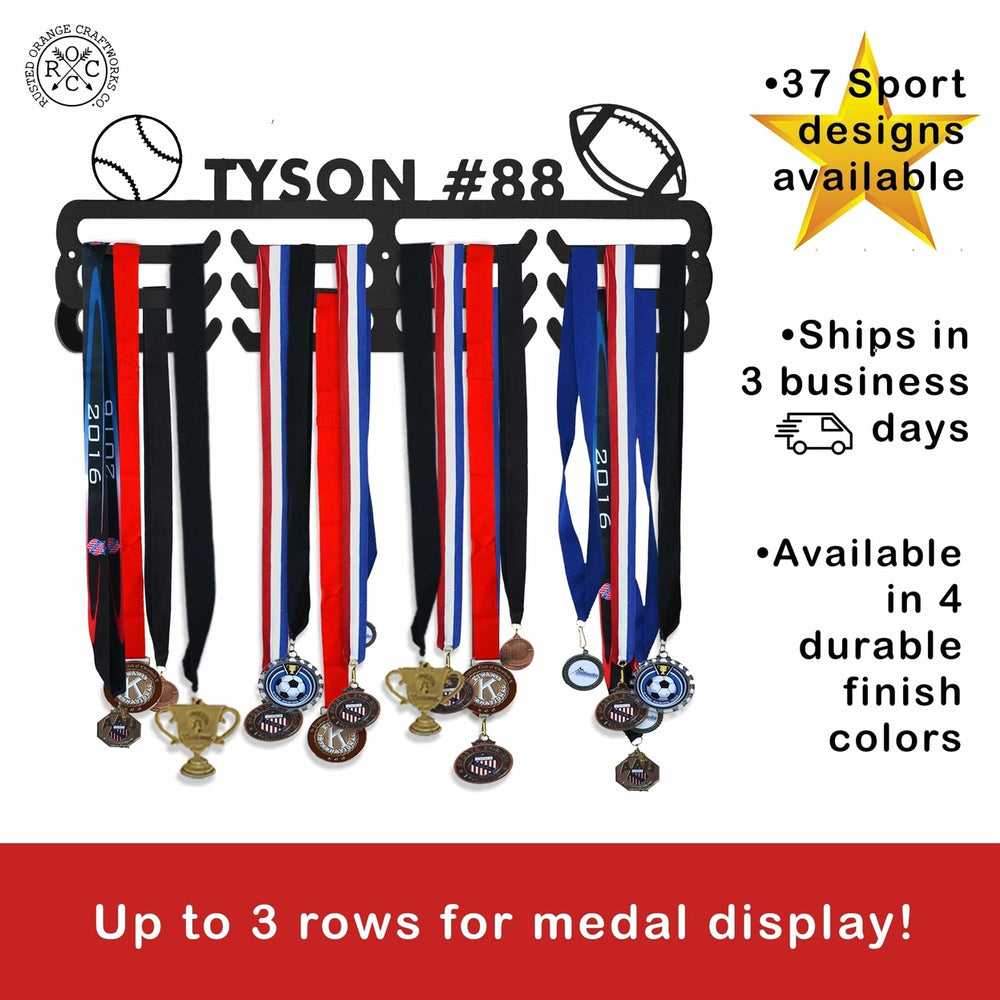 Multi-Sport Medal Hanger Display - Medal Holder Rack for Awards or Ribbons Image 2