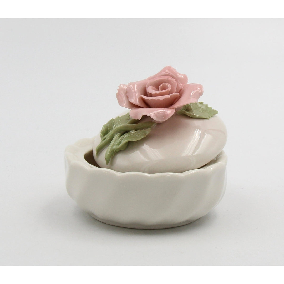 Ceramic Rose Jewelry Box 3x2.25in  Mom Valentines Day Image 2