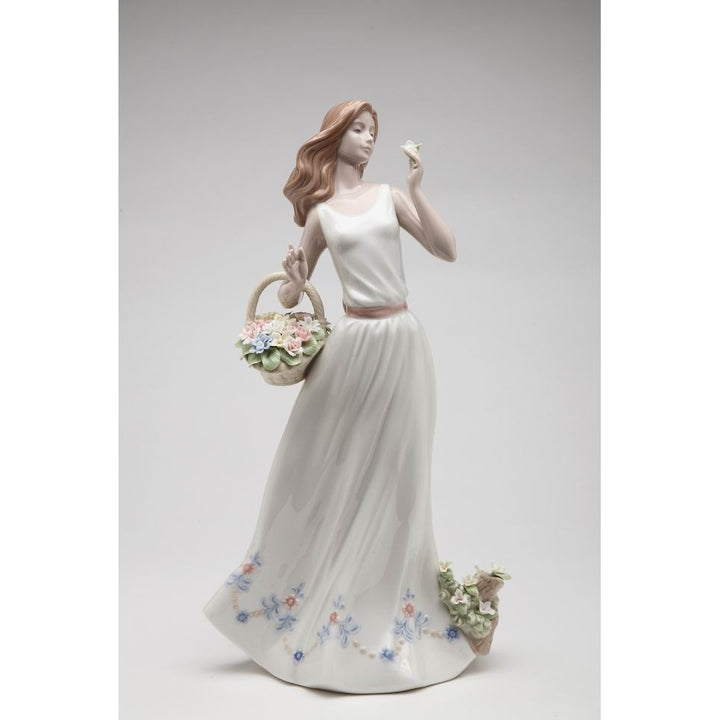 Ceramic Lady Holding Flower Basket FigurineHome Dcor, Image 3