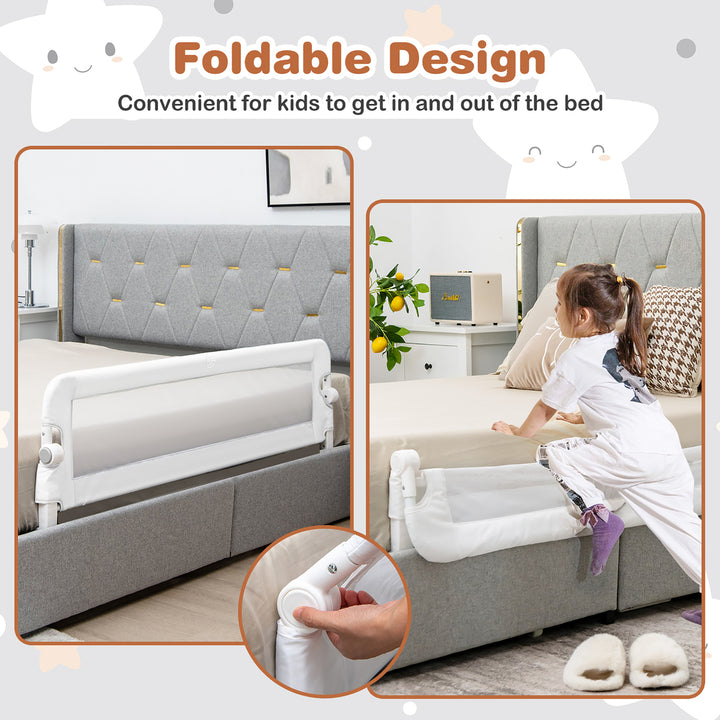 Babyjoy 48 Breathable Safety Bed Rail Guard Toddlers Kids Baby Swing Down Bedrail BlueGrayWhite Image 4