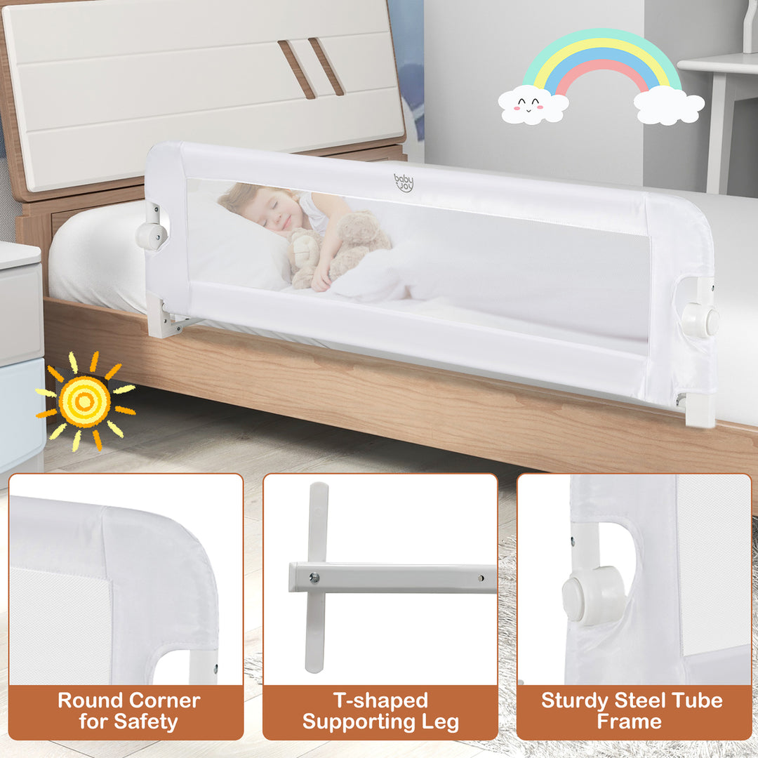 Babyjoy 48 Breathable Safety Bed Rail Guard Toddlers Kids Baby Swing Down Bedrail BlueGrayWhite Image 8