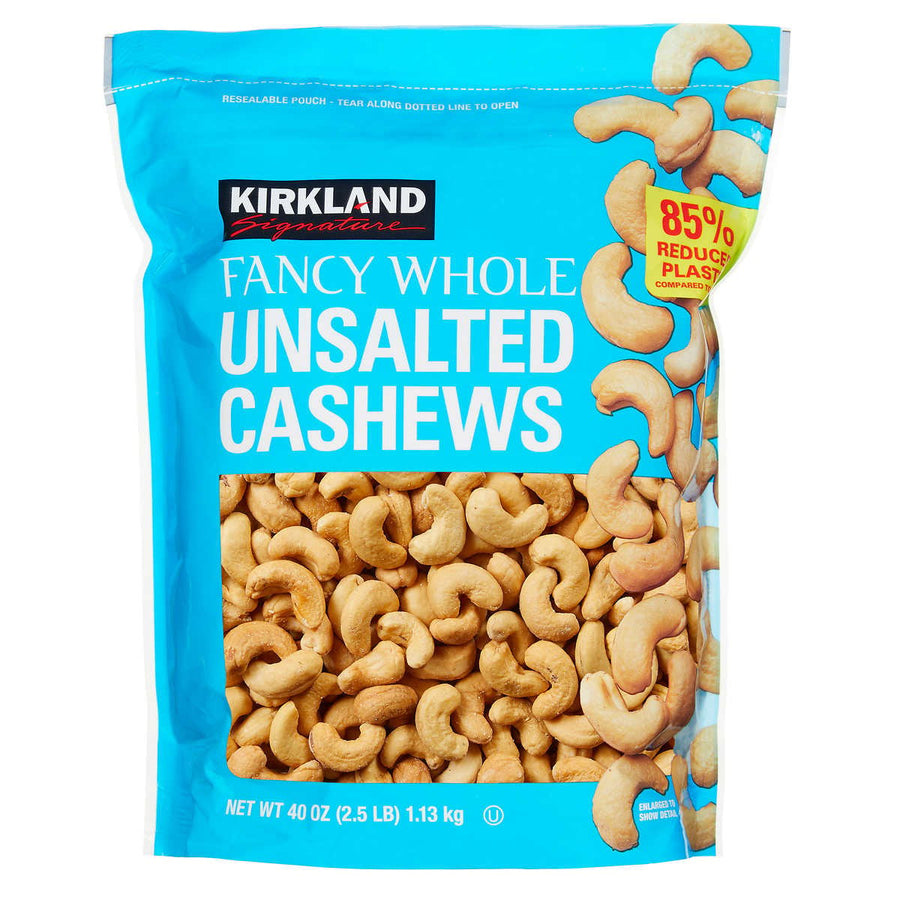 Kirkland Signature Fancy Whole Cashews Unsalted 2.5 Pounds Image 1