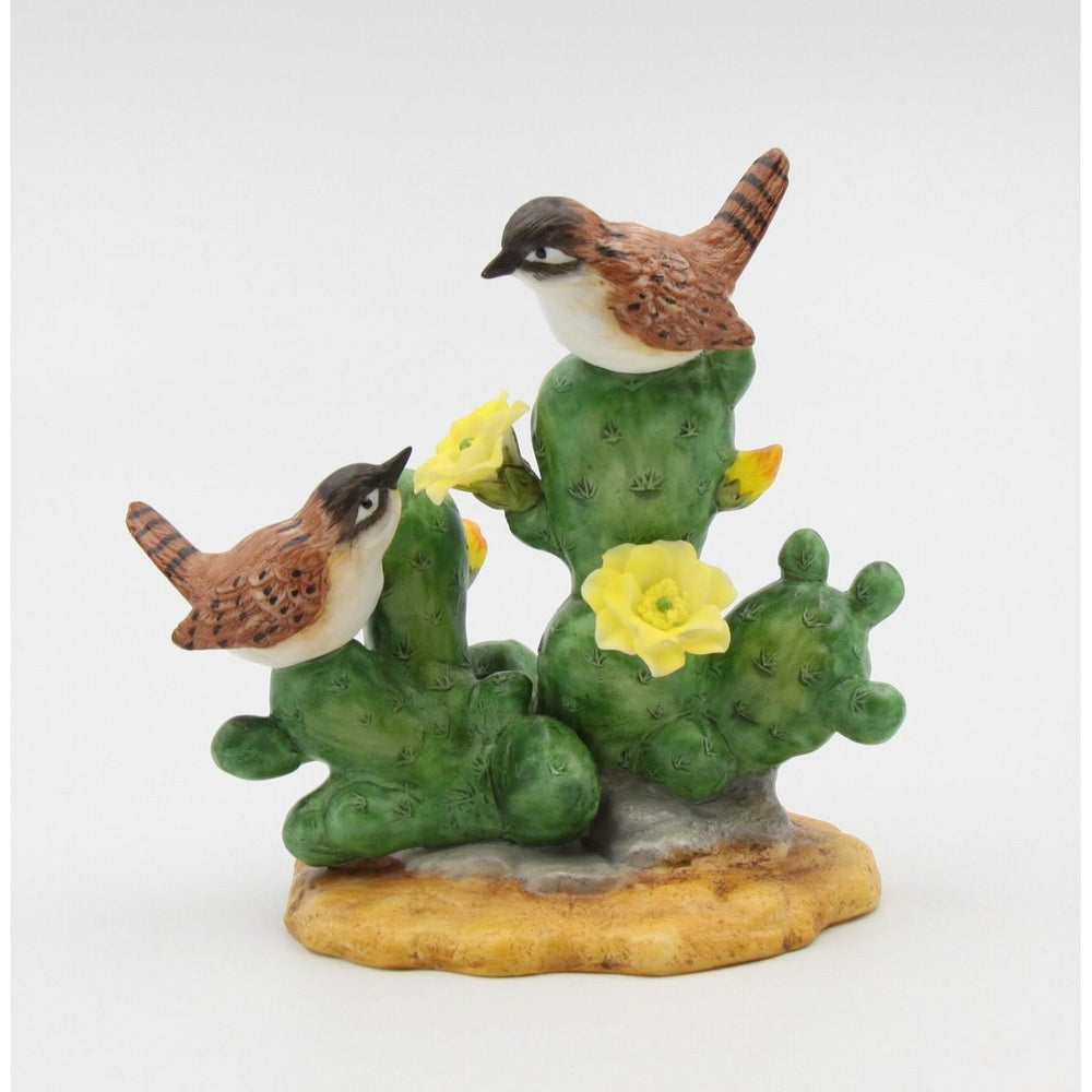 Ceramic Double House Wren Birds Figurine 4.5 Inch Image 2