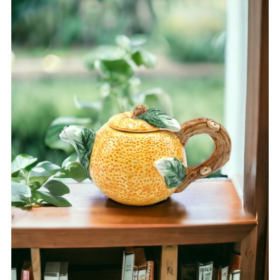 Ceramic Mini Orange Teapot 4.25 Inch Perfect Mom Image 1