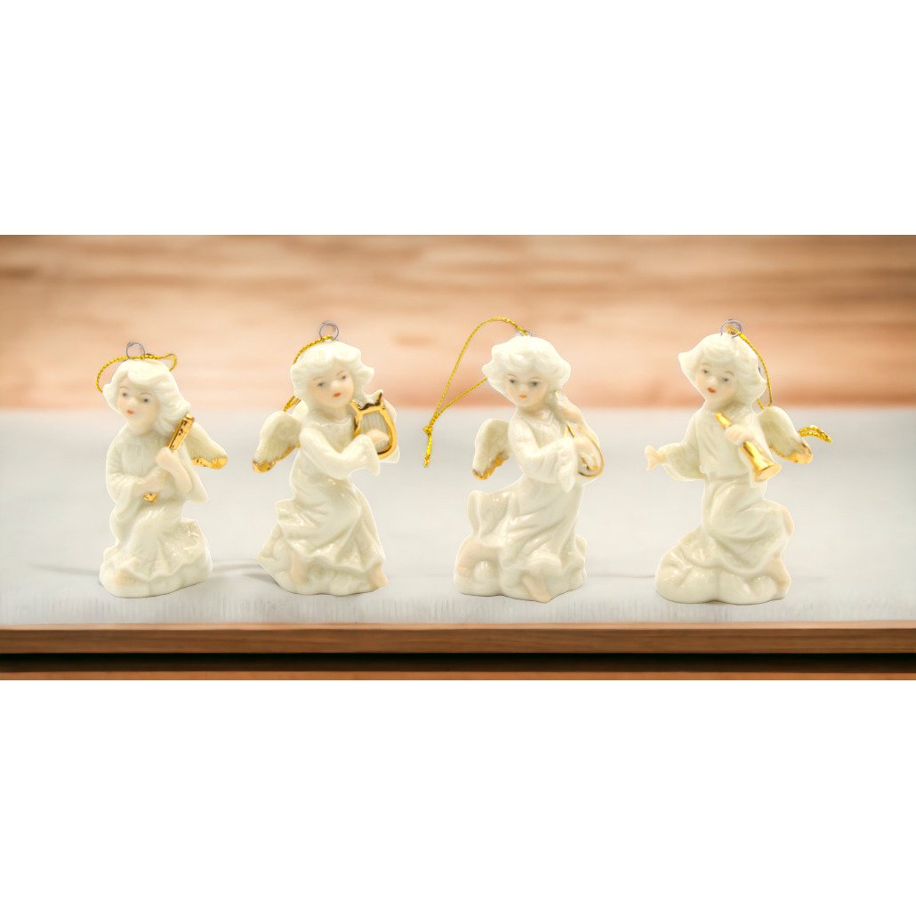 Ceramic Angel Ornaments Set of 4 3in Baptism Image 1