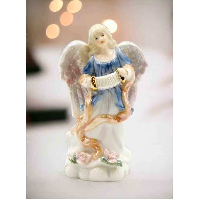 Ceramic Angel Playing Accordion Figurine 2x238x438H Religious Image 1