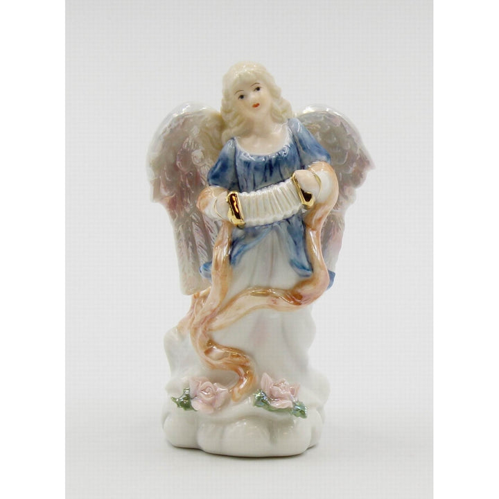 Ceramic Angel Playing Accordion Figurine 2x238x438H Religious Image 2