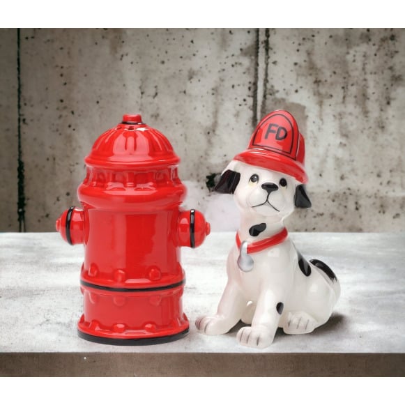 Ceramic Dalmation Dog and Fire Hydrant Salt and Pepper Shakers Image 2