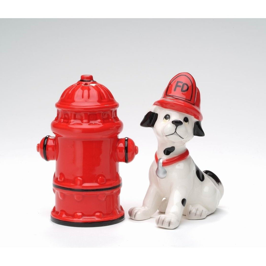 Ceramic Dalmation Dog and Fire Hydrant Salt and Pepper Shakers Image 3