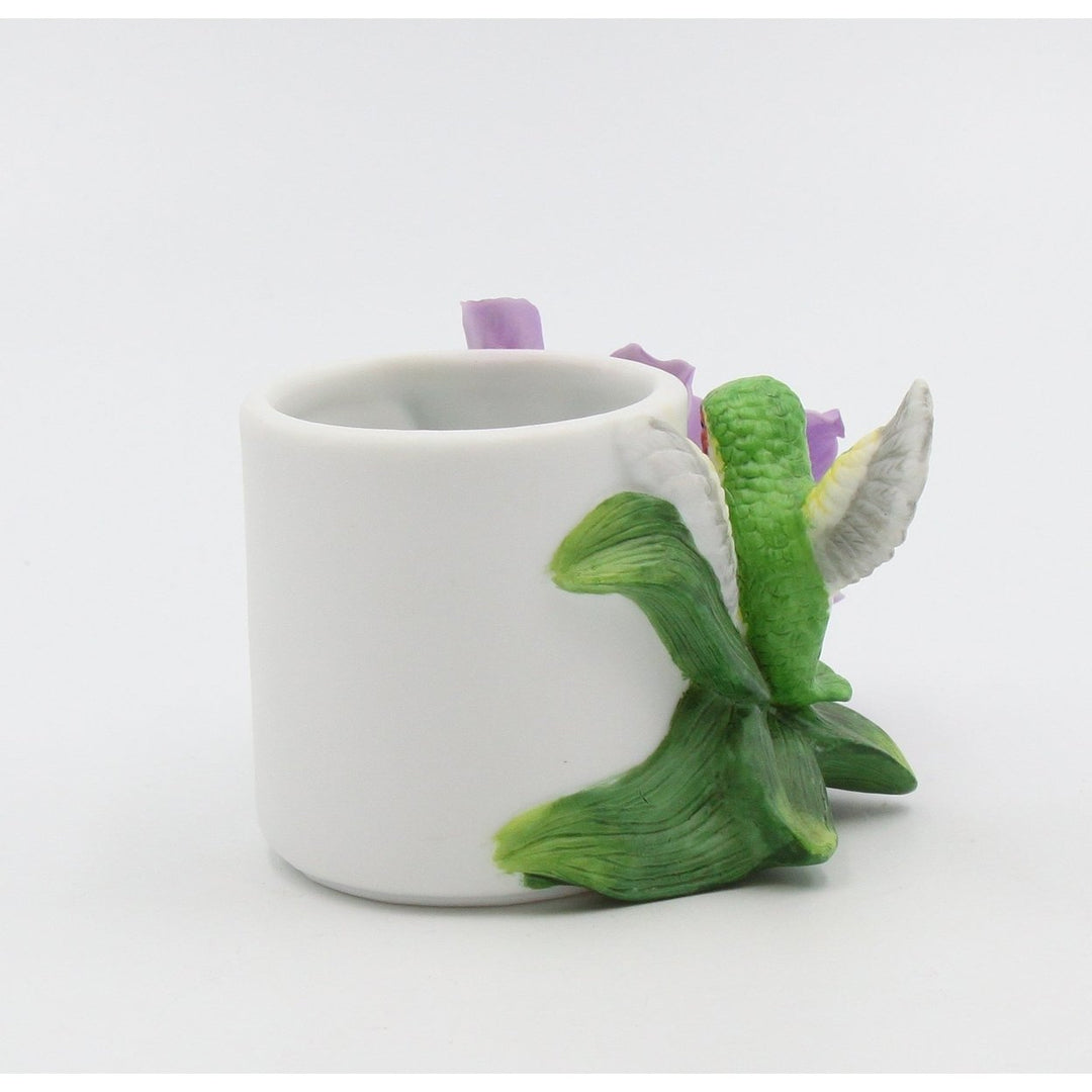 Ceramic Hummingbird Candle Holder with Iris Flower Image 3