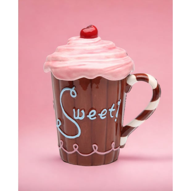 Ceramic Pink Cupcake Mug 10oz Tea Party Friend Coworker Image 1