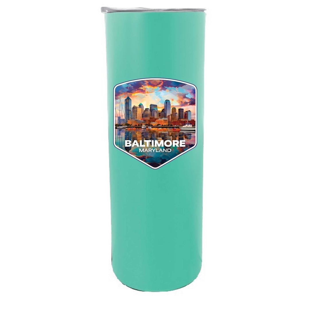 Baltimore Maryland A Souvenir 20 oz Insulated Skinny Tumbler Glitter Image 1