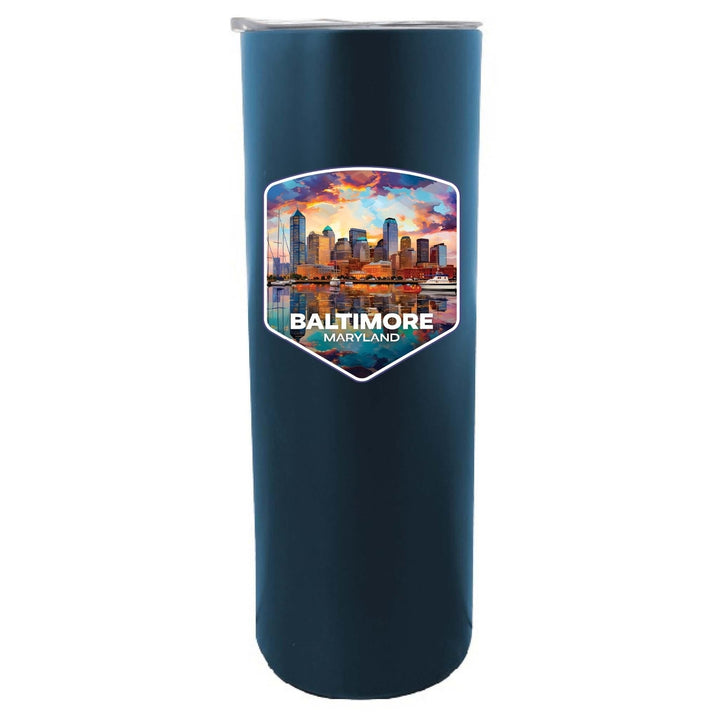 Baltimore Maryland A Souvenir 20 oz Insulated Skinny Tumbler Glitter Image 3