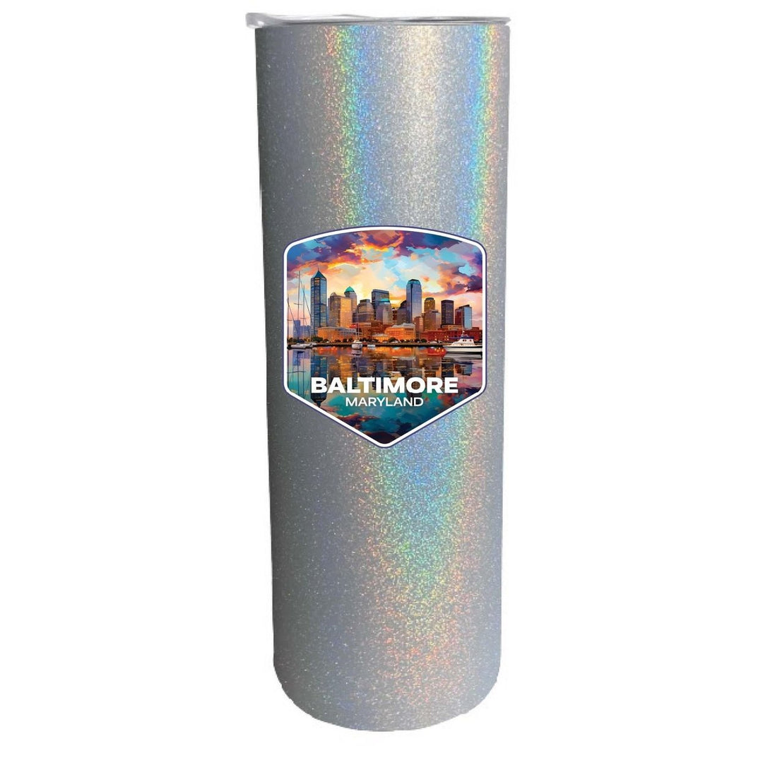 Baltimore Maryland A Souvenir 20 oz Insulated Skinny Tumbler Glitter Image 1