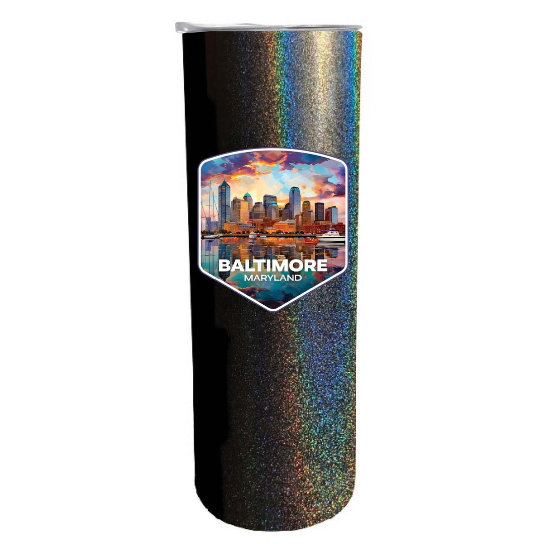 Baltimore Maryland A Souvenir 20 oz Insulated Skinny Tumbler Glitter Image 4