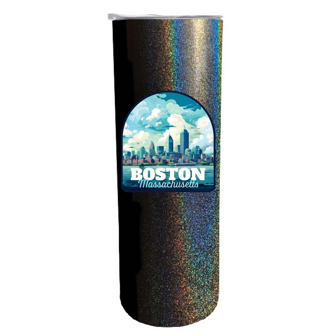 Boston Massachusetts A Souvenir 20 oz Insulated  Skinny Tumbler  Glitter Image 1