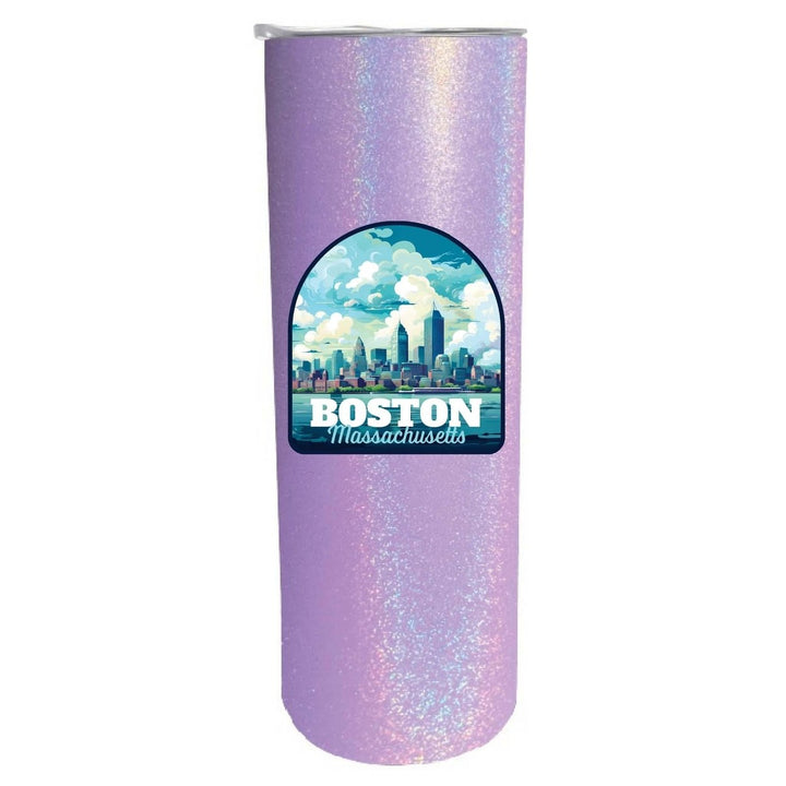 Boston Massachusetts A Souvenir 20 oz Insulated Skinny Tumbler Glitter Image 1