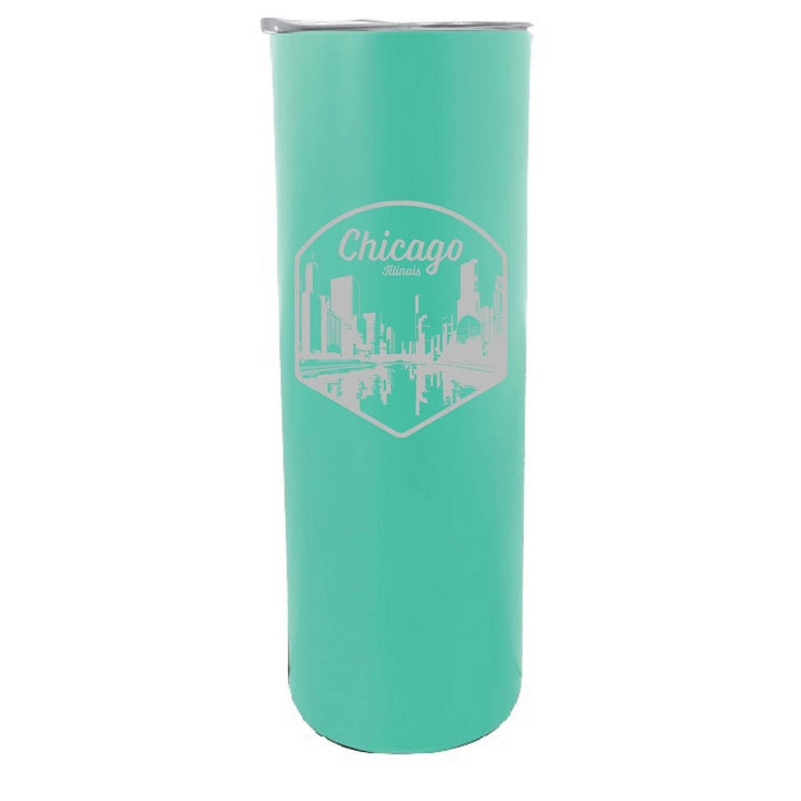 Chicago Illinois Souvenir 20 oz Engraved Insulated Skinny Tumbler Image 1