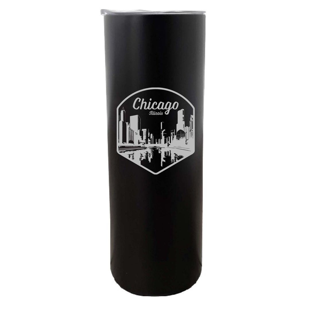 Chicago Illinois Souvenir 20 oz Engraved Insulated Skinny Tumbler Image 2