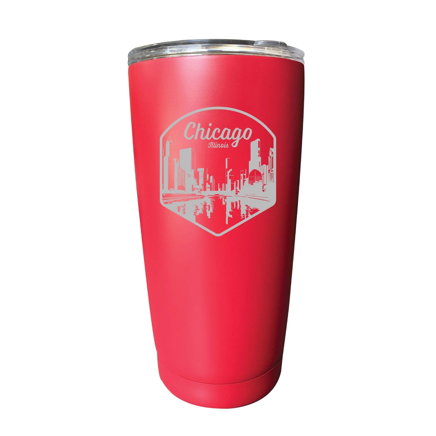 Chicago Illinois Souvenir 16 oz Engraved Insulated Tumbler Image 1