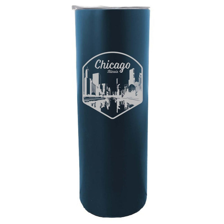 Chicago Illinois Souvenir 20 oz Engraved Insulated Skinny Tumbler Image 3