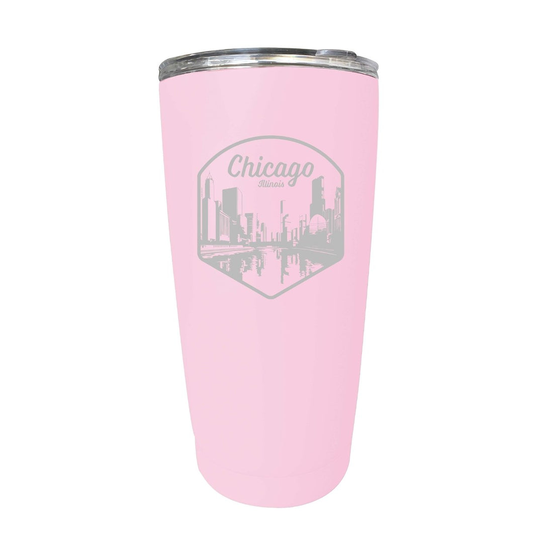 Chicago Illinois Souvenir 16 oz Engraved Insulated Tumbler Image 1