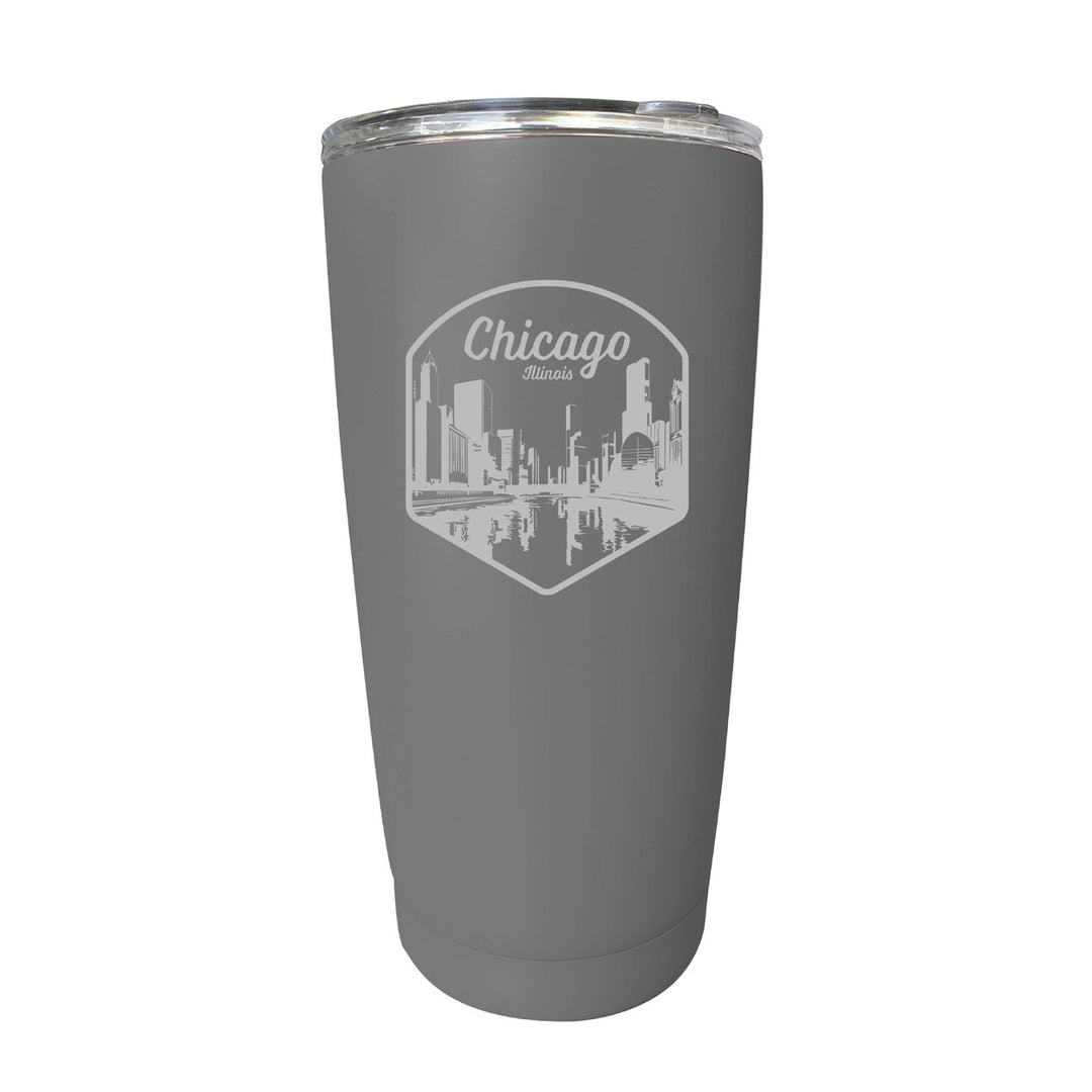 Chicago Illinois Souvenir 16 oz Engraved Insulated Tumbler Image 1