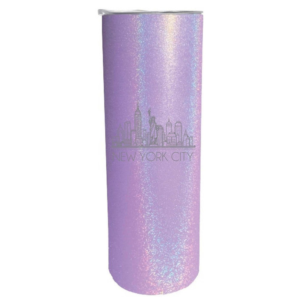 York City Souvenir 20 oz Engraved Insulated Skinny Tumbler Glitter Image 2