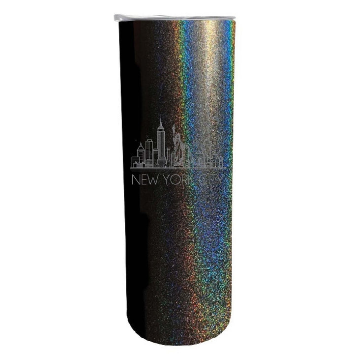 York City Souvenir 20 oz Engraved Insulated Skinny Tumbler Glitter Image 1