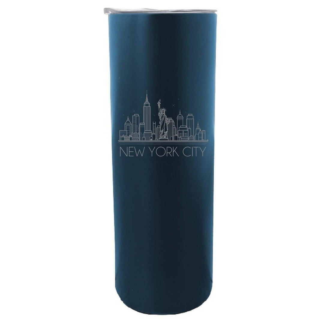 York City Souvenir 20 oz Engraved Insulated Skinny Tumbler Glitter Image 4