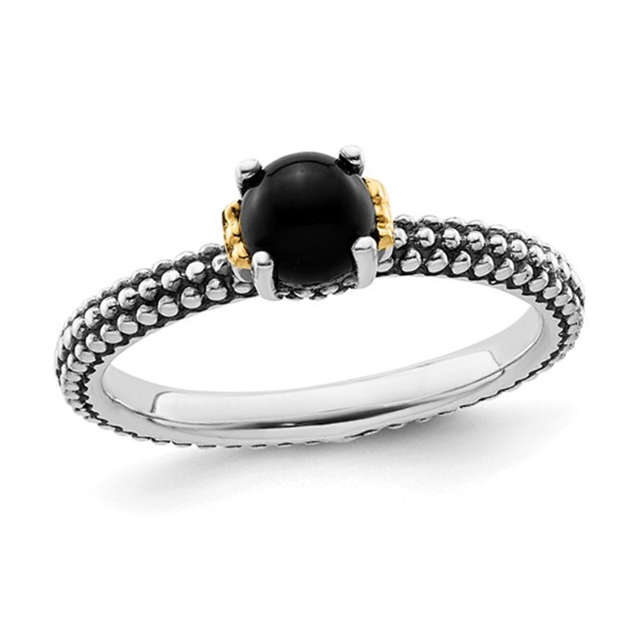 Black Onyx Ring in Antiqued Sterling Silver Image 1