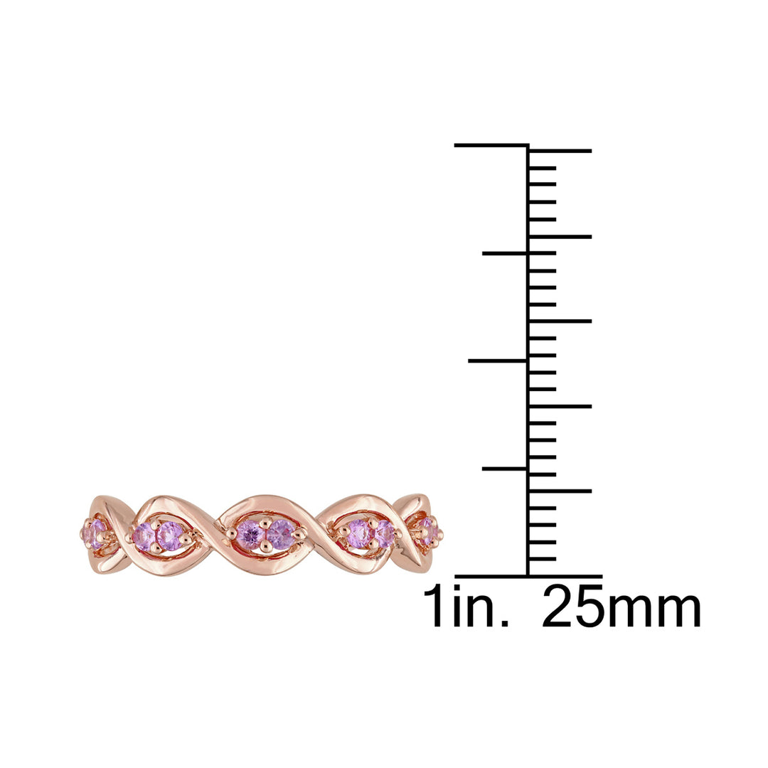 3/10 Carat (ctw) Pink Sapphire Infinity Anniversary Band Ring in 14K Rose Pink Gold Image 3
