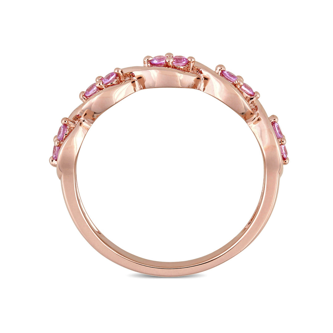 3/10 Carat (ctw) Pink Sapphire Infinity Anniversary Band Ring in 14K Rose Pink Gold Image 4