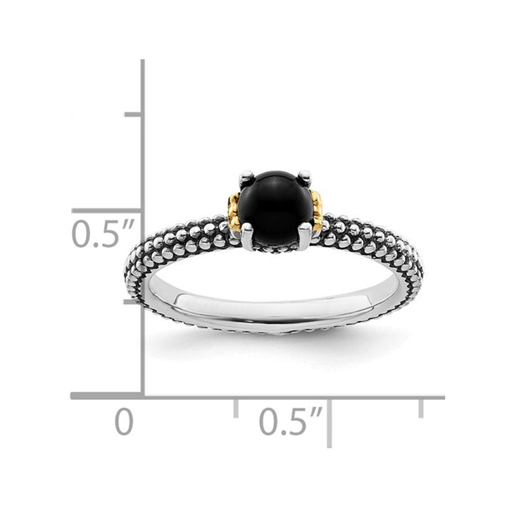 Black Onyx Ring in Antiqued Sterling Silver Image 4