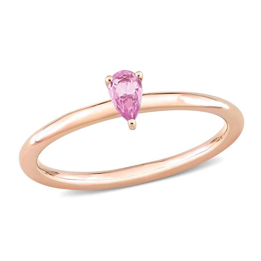 1/4 Carat (ctw) Pink Sapphire Solititaire Ring in 10K Rose Pink Gold Image 1
