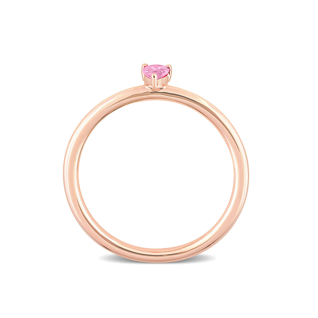 1/4 Carat (ctw) Pink Sapphire Solititaire Ring in 10K Rose Pink Gold Image 4