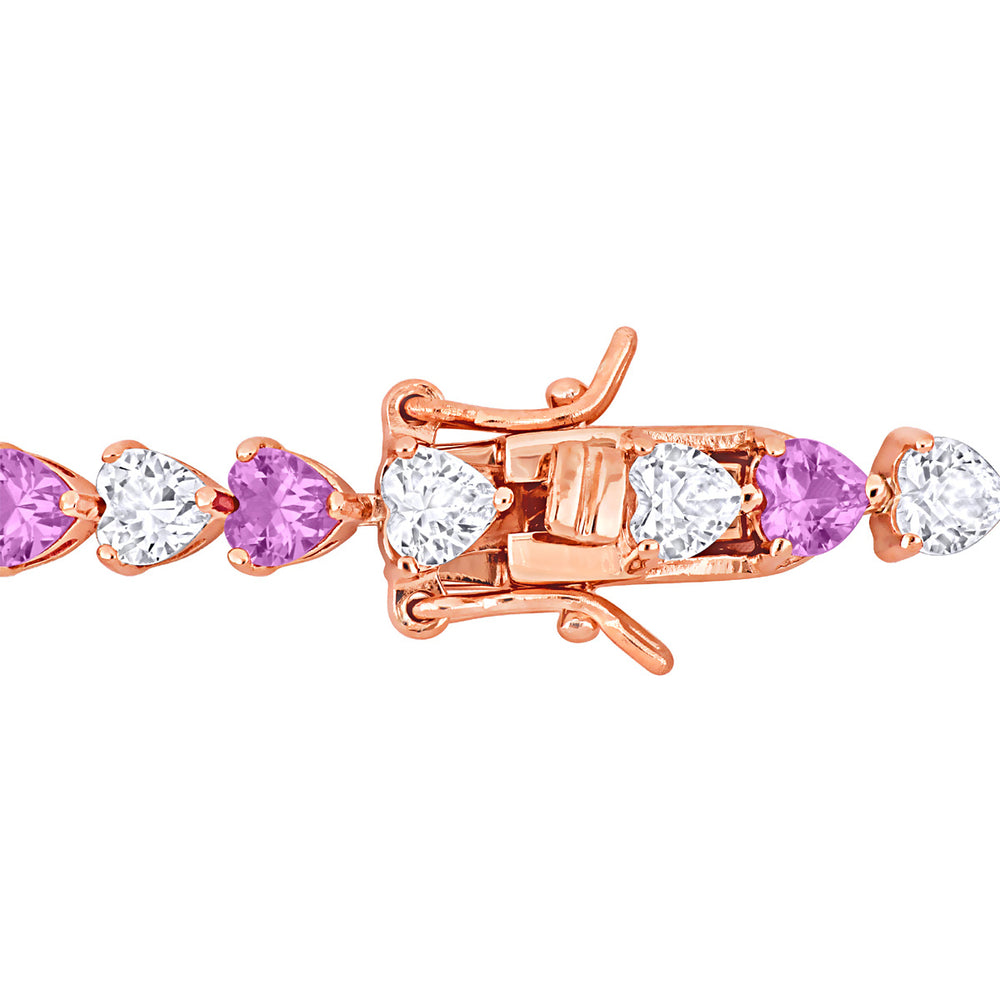 12.00 Carat (ctw) Lab-Created Pink and White Sapphire Bracelet in Rose Sterling Silver (7.5 Inches) Image 2
