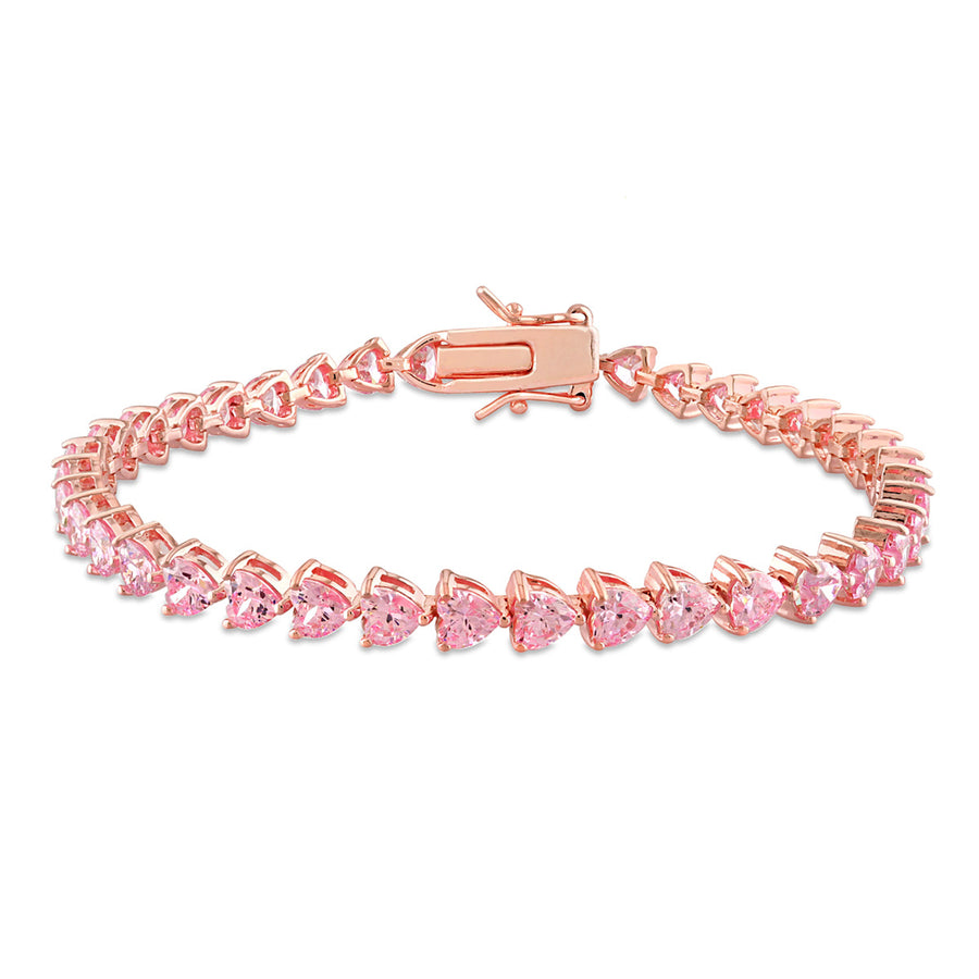 12.30 Carat (ctw) Lab-Created Pink Cubic Zirconia (CZ) Bracelet in Rose Plated Sterling Silver (7.5 Inches) Image 1