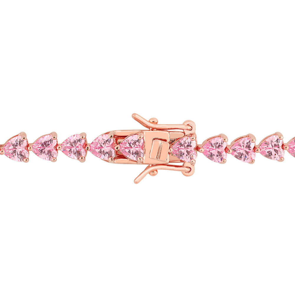 12.30 Carat (ctw) Lab-Created Pink Cubic Zirconia (CZ) Bracelet in Rose Plated Sterling Silver (7.5 Inches) Image 2