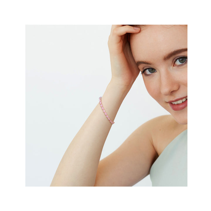 12.30 Carat (ctw) Lab-Created Pink Cubic Zirconia (CZ) Bracelet in Rose Plated Sterling Silver (7.5 Inches) Image 4