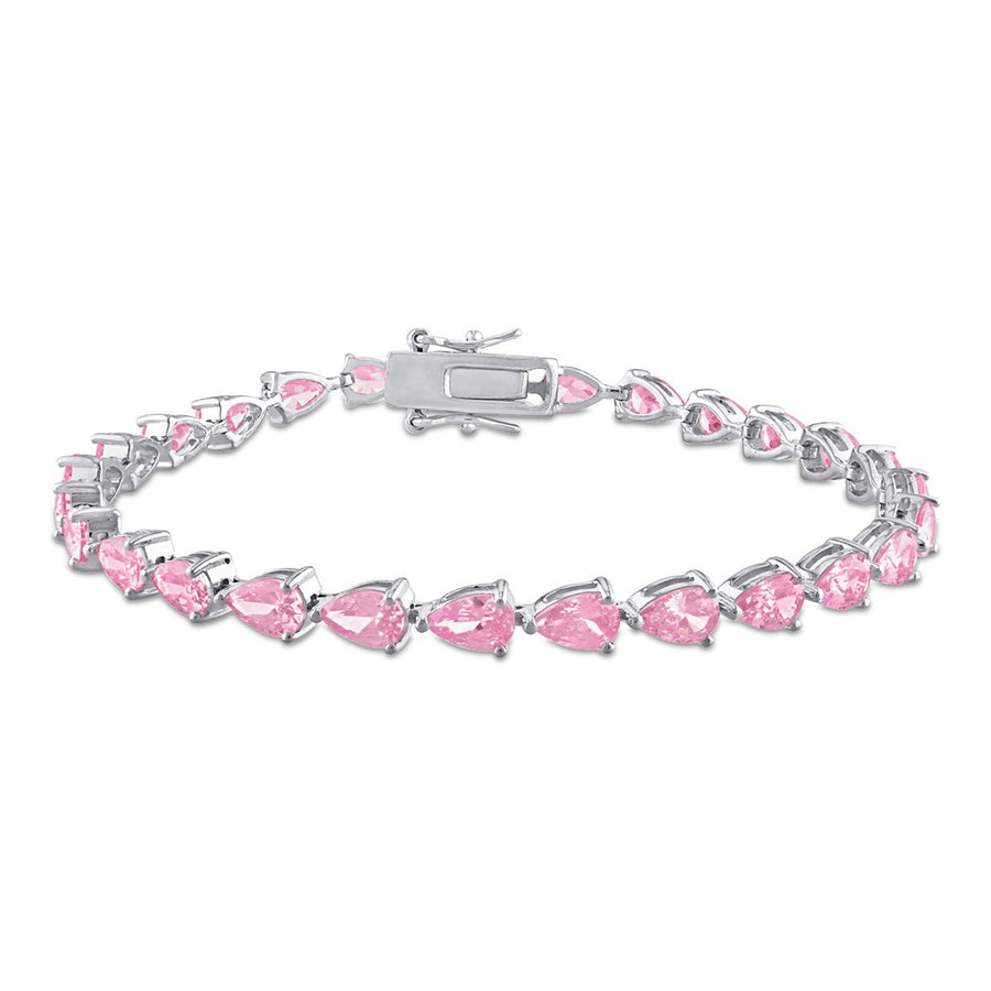 13.50 Carat (ctw) Lab-Created Pink Sapphire Tennis Bracelet in Sterling Silver (7.25 nches) Image 1