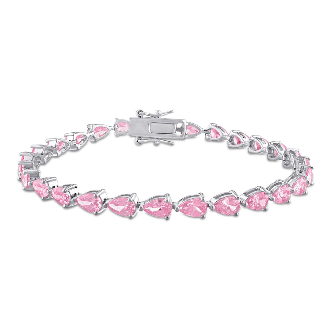 13.50 Carat (ctw) Lab-Created Pink Sapphire Tennis Bracelet in Sterling Silver (7.25 nches) Image 1