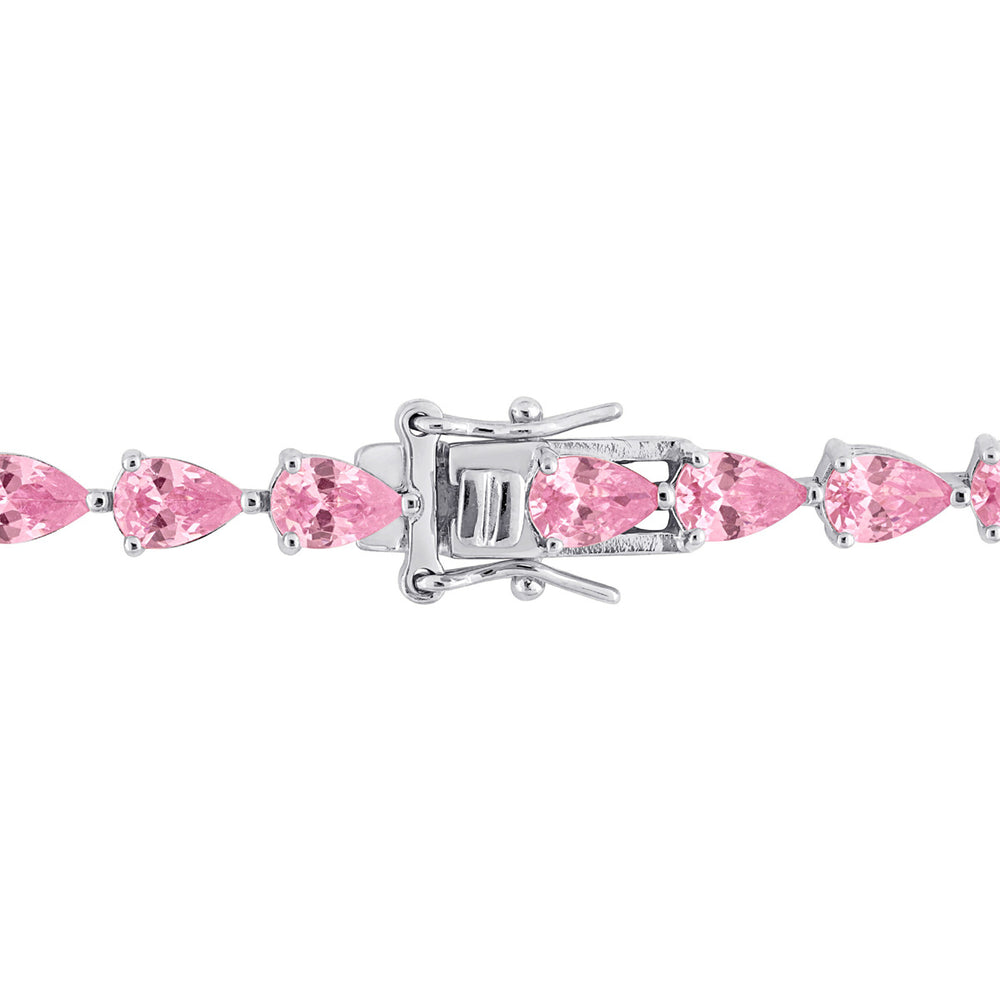 13.50 Carat (ctw) Lab-Created Pink Sapphire Tennis Bracelet in Sterling Silver (7.25 nches) Image 2