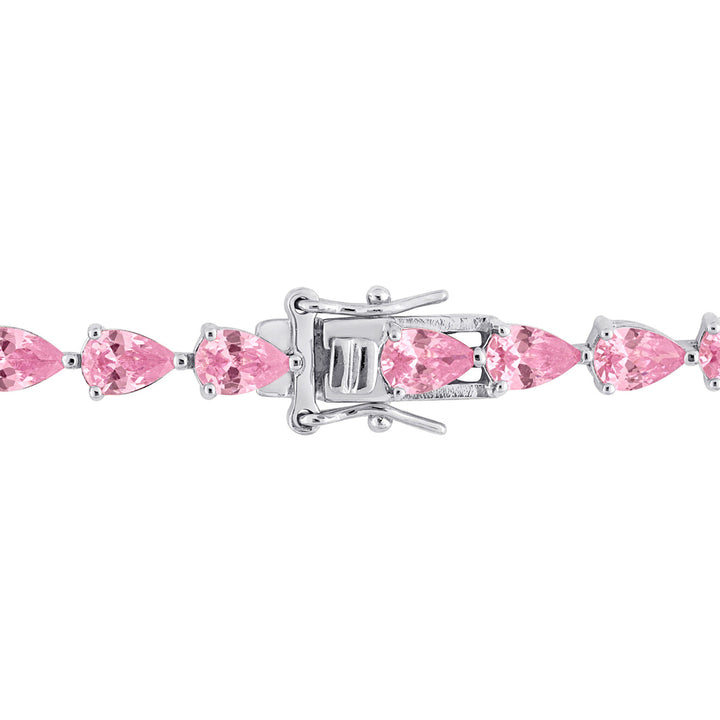 13.50 Carat (ctw) Lab-Created Pink Sapphire Tennis Bracelet in Sterling Silver (7.25 nches) Image 2