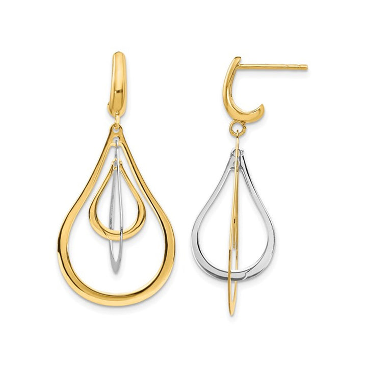 14K Yellow Gold Drop Post Dangle Earrings Image 1