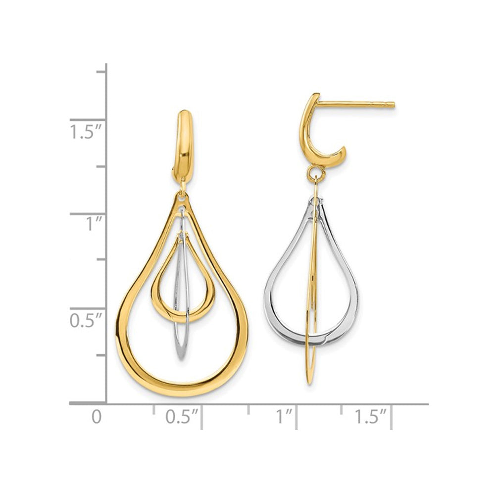 14K Yellow Gold Drop Post Dangle Earrings Image 3